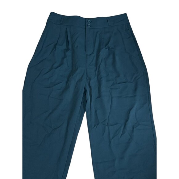 Halara High Waisted Shirred Straight Leg Work Pants Sz Small Womens Green Pocket - Picture 6 of 9